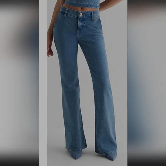 Express Light Blue Flare Jeans - Picture 3 of 12